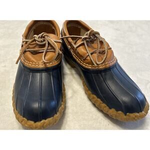 LL Bean Boots Women’s 8 Low Top Waterproof Duck Rubber Moccasin Tan Brown Gum